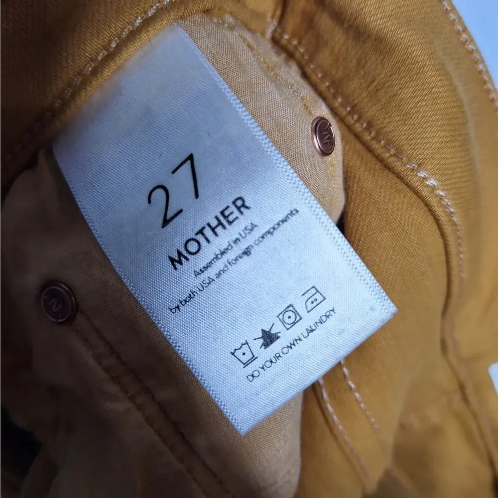 Mother Jeans Tomcat Ankle Fray Denim Buckthorn Mustard 27 (28 